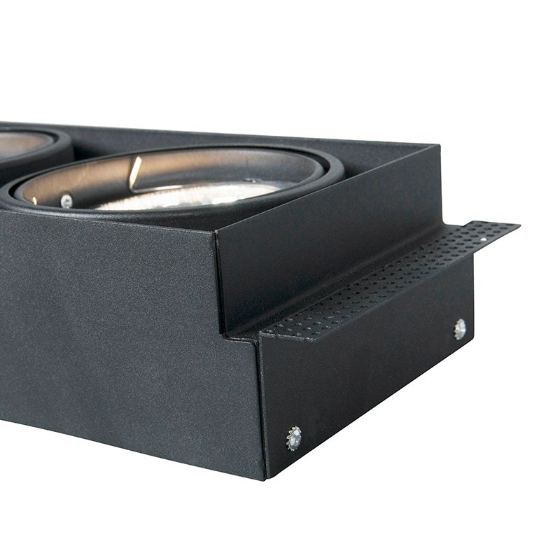 Inbouwspot zwart AR111 draai- en kantelbaar trimless 2-lichts - Oneon