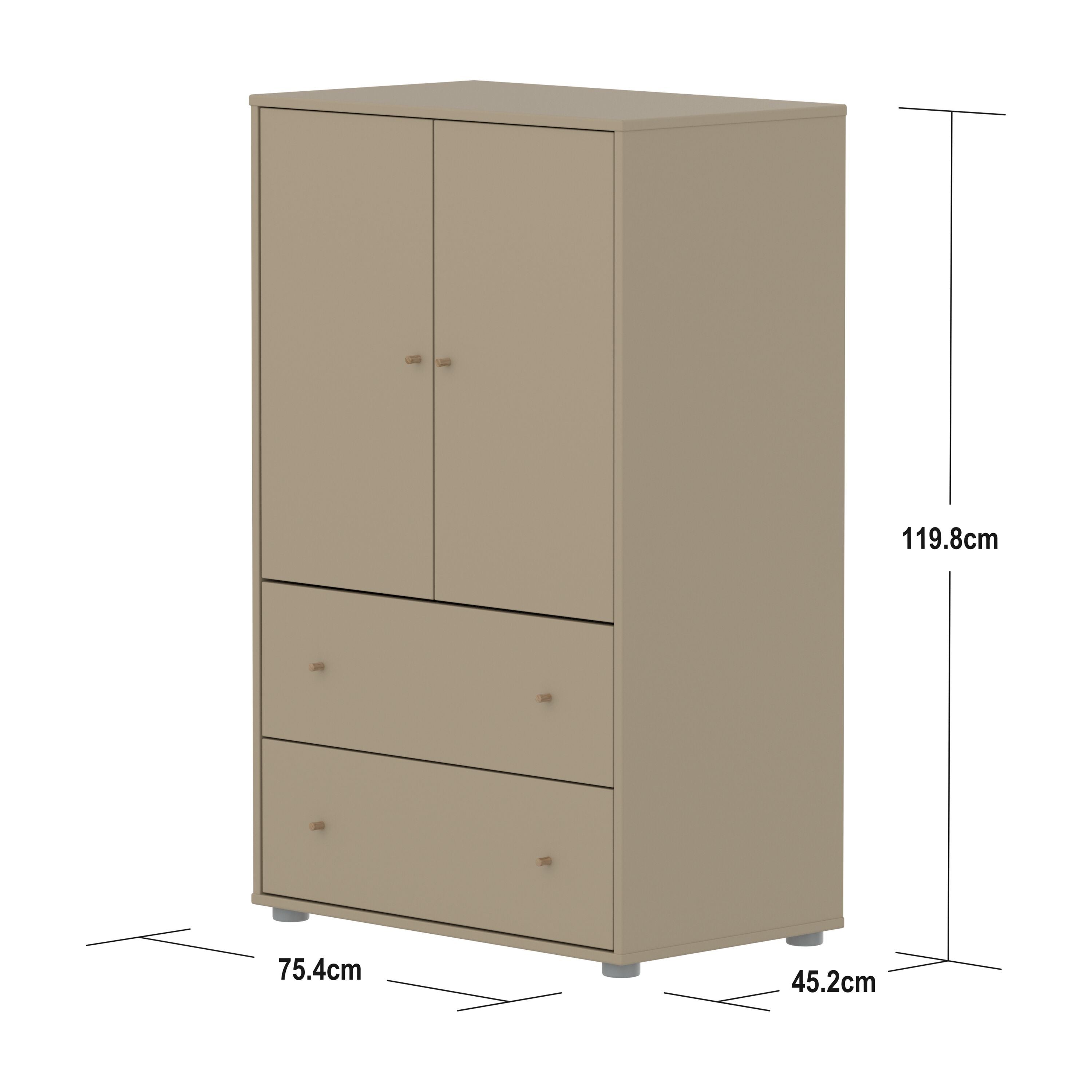 SAGA Schrk m Schubl oat,oak knobs/pla.Fü - Oat / B: 75.0 cm x T: 45.0 cm x H: 120.0 cm
