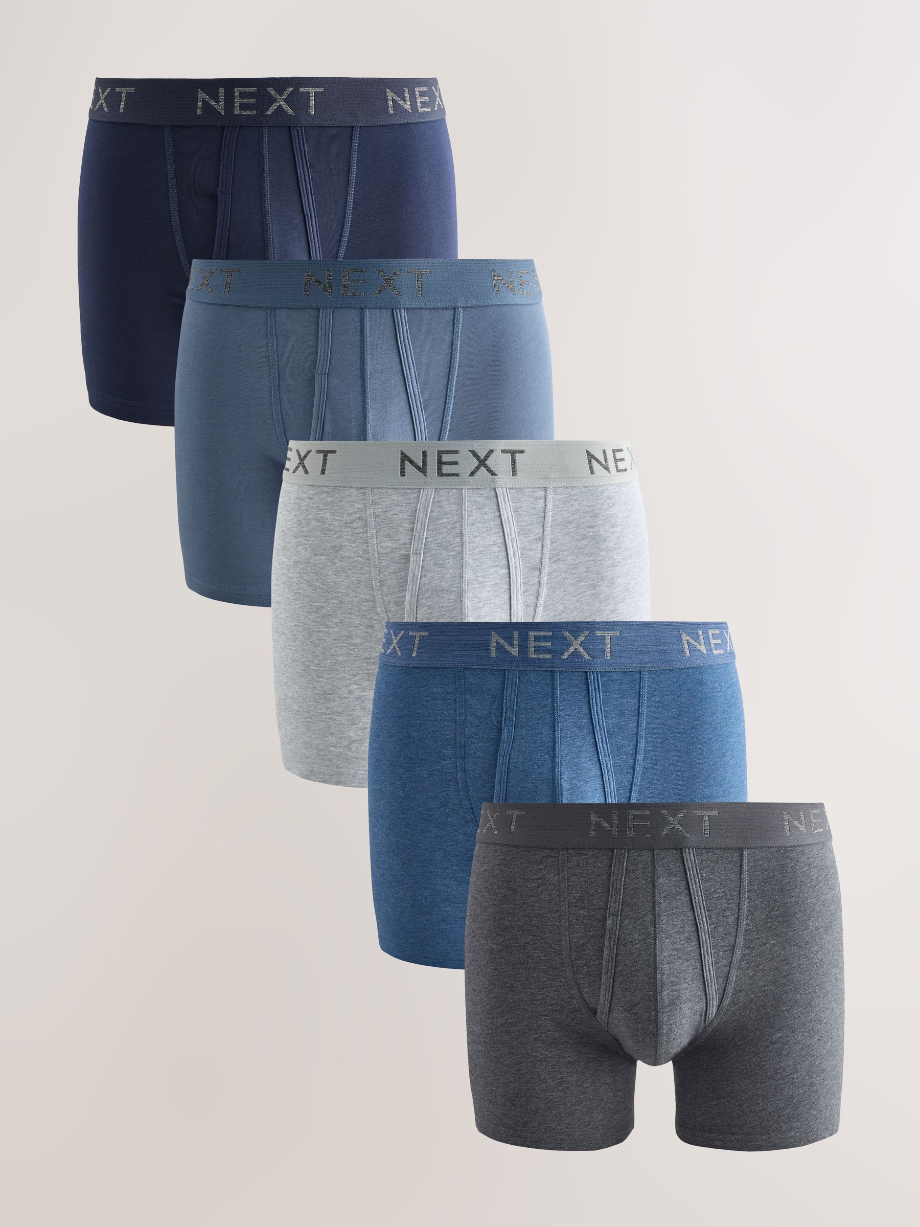 Blauw/grijs/zwart - Boxershorts van katoenrijk materiaal met A-voorkant