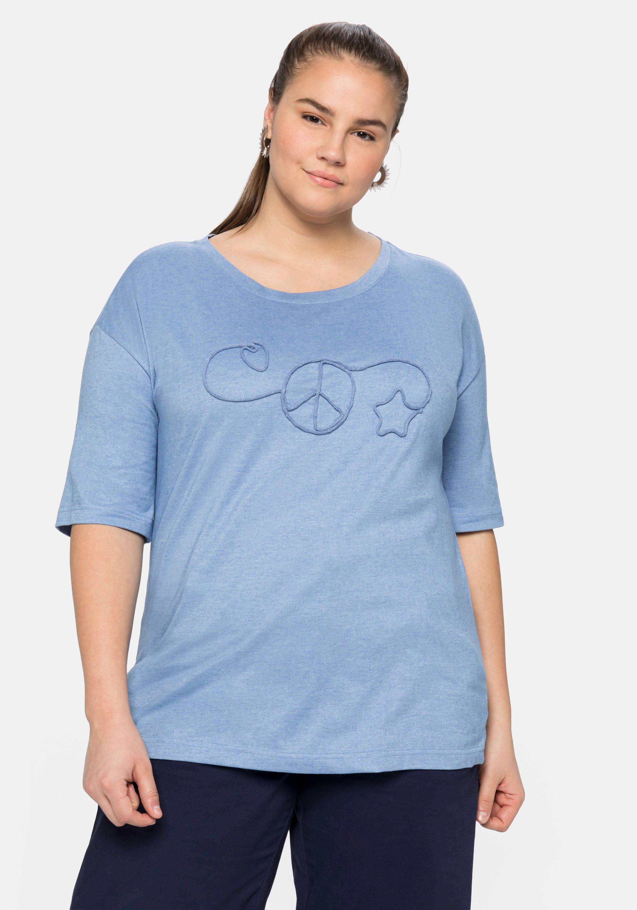 Shirt mit Kordelapplikation, melierte Qualität