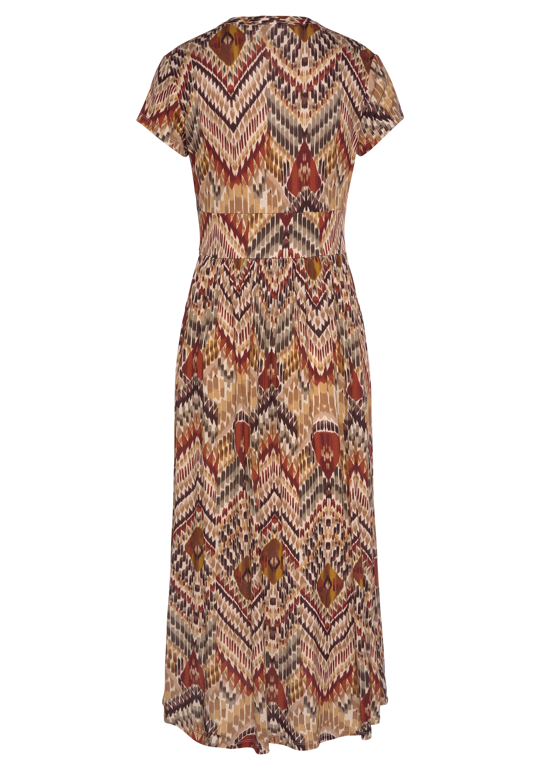 LASCANA Midikleid mit Ethnoprint und Reissverschluss vorne, Sommerkleid, Strandkleid