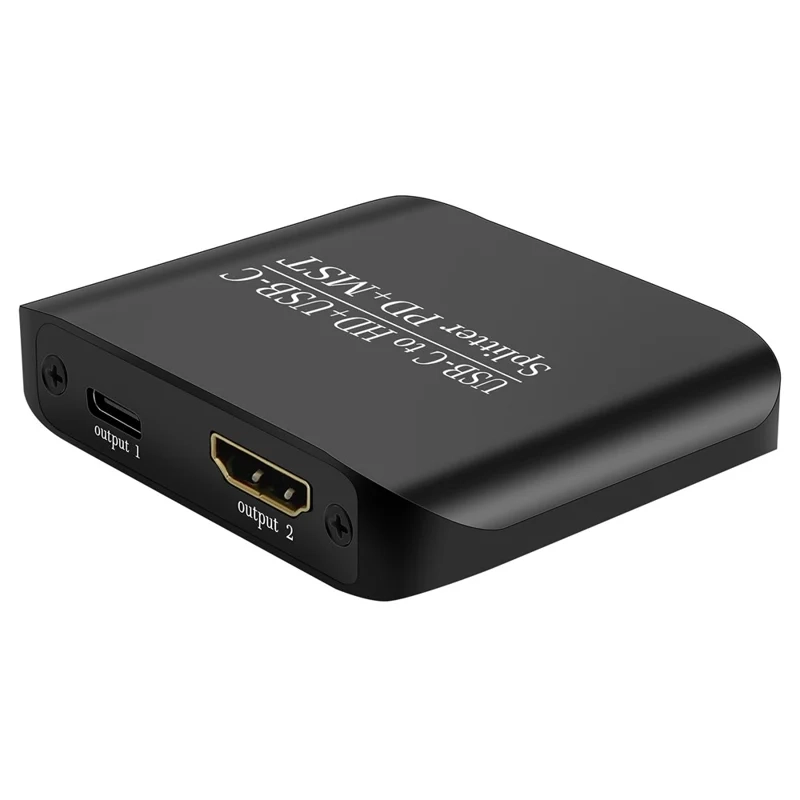 3-fach HDMI 4K Splitter Umschaltbox 2 x Input / 2 x Output Adapter mit HDR / MST / SST   PD Ladefunktion - Schwarz