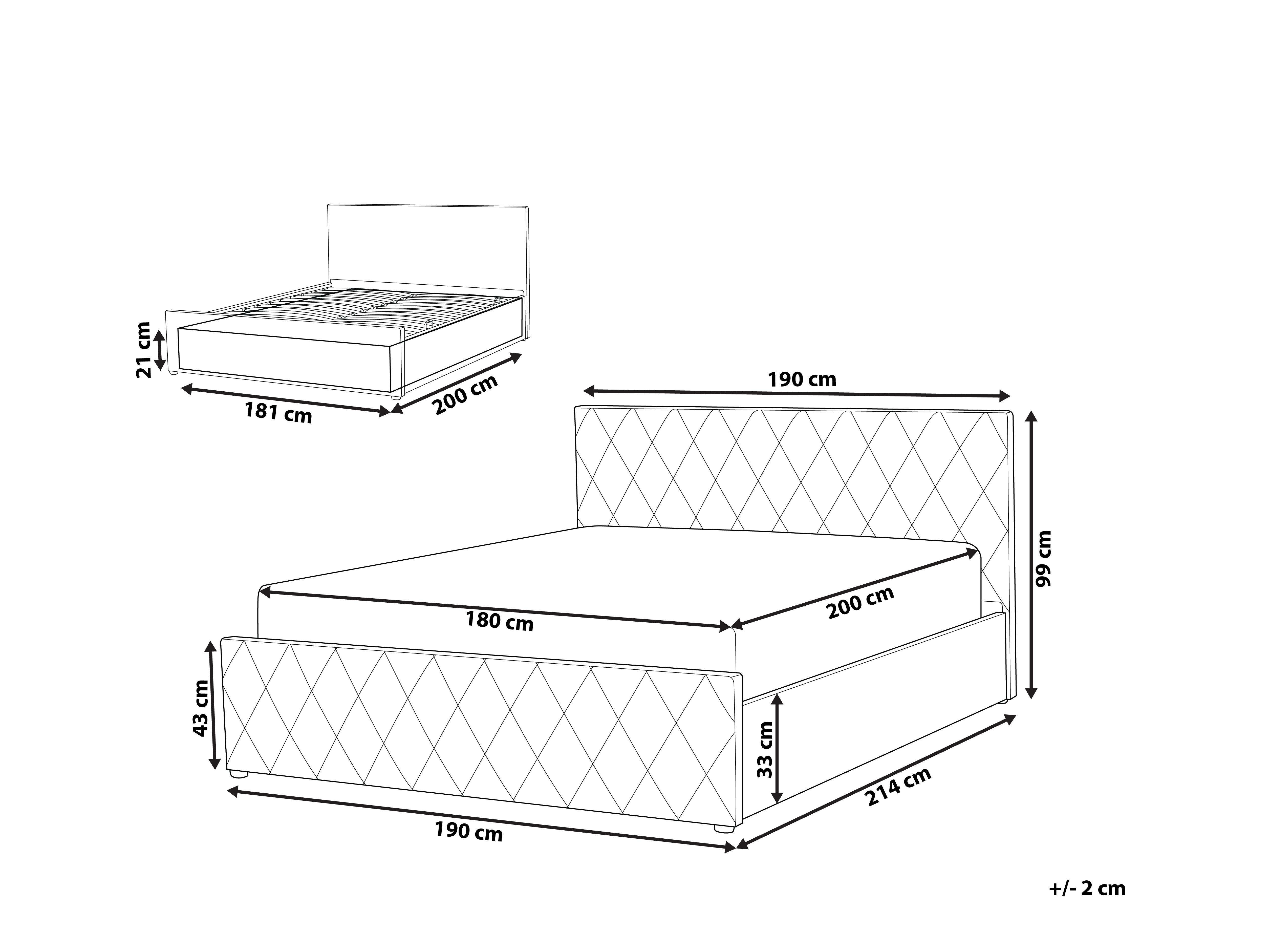 Bed met opbergruimte Fluweel ROCHEFORT 180 x 200 cm Grijs