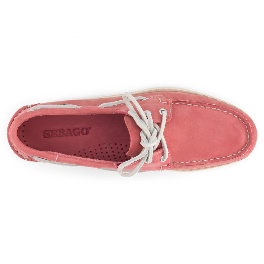 DOCKSIDES NUBUCK Pink-White-CHAUSSURES BATEAU POUR HOMME EN NUBUCK
