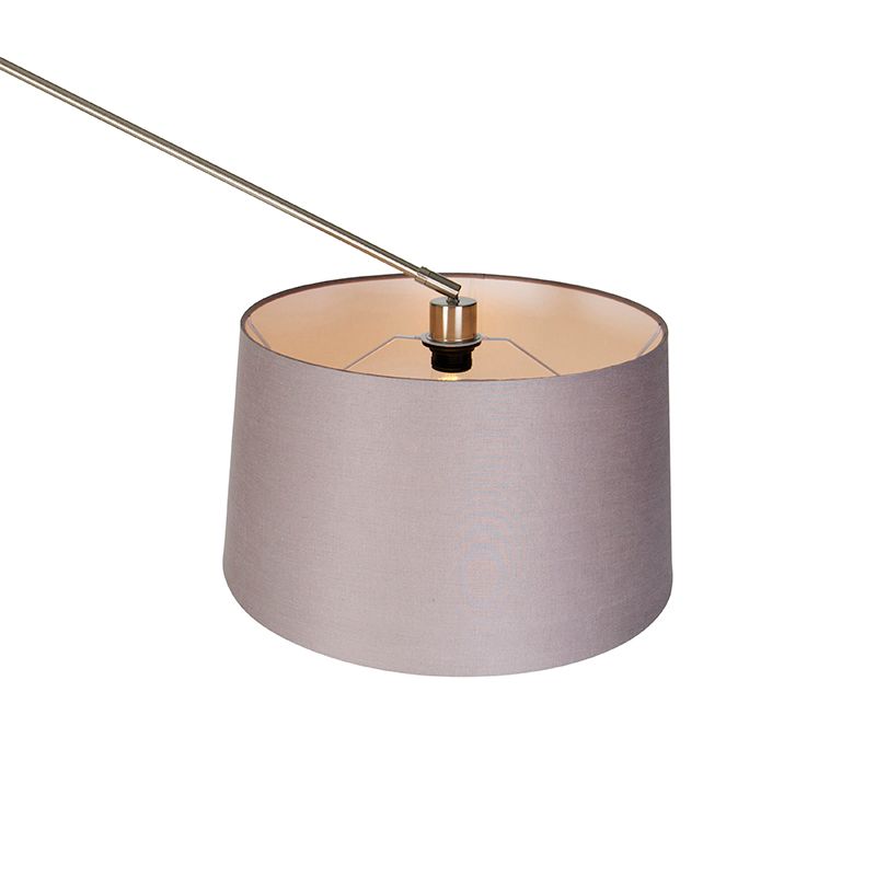 Moderne vloerlamp staal met kap donkergrijs 45 cm - Editor
