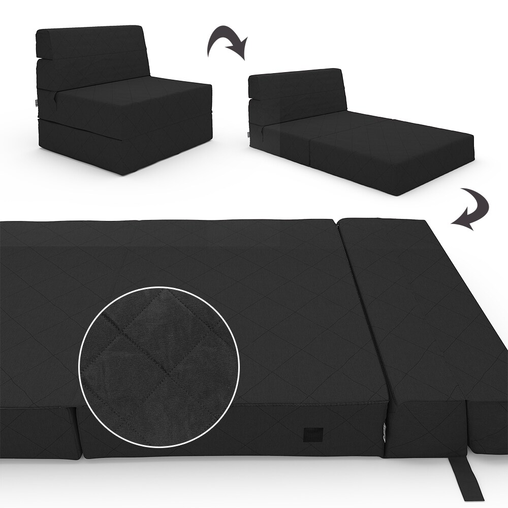 Vicco Sofa Lima Schwarz 100 cm mit Schlaffunktion