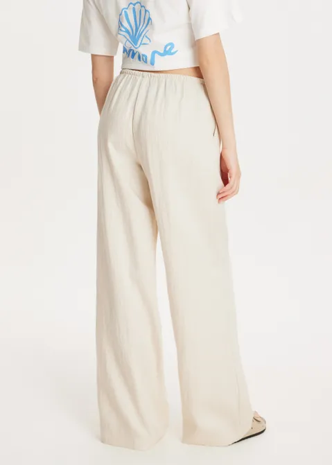Broek met structuur off-white (ECRU)