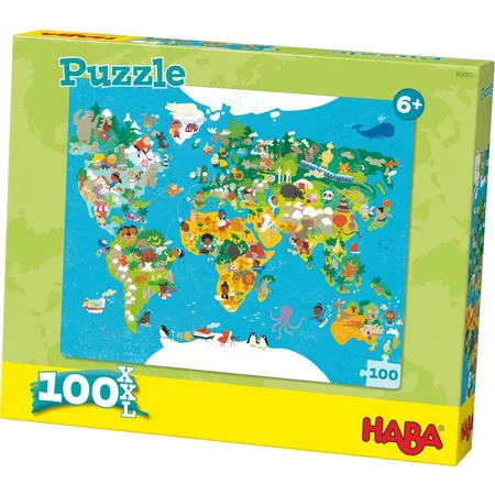 HABA 302003 Puzzle Weltkarte, 100 Teile