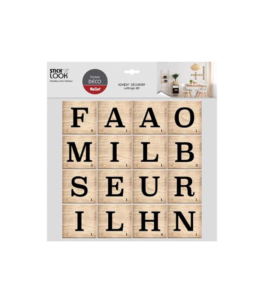 Sticker Relief Lettres 41x41cm Noir