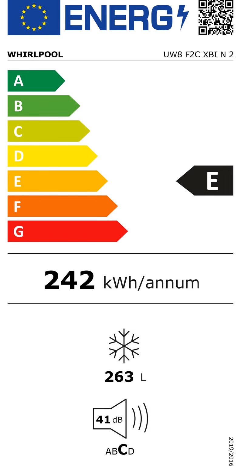 Whirlpool diepvries UW8F2CXBIN2 - 260L - no frost