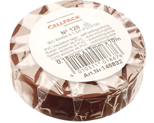 Cellpack PVC isolatietape, 15mm breed, 10m lang, bruin