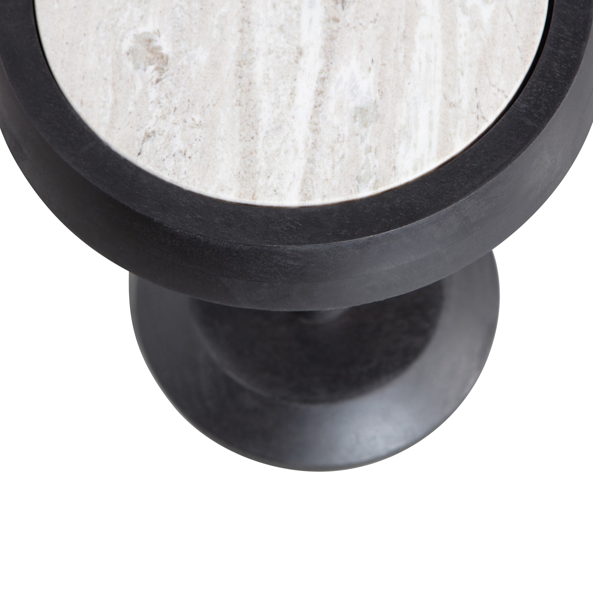 Beistelltisch NANNE 36 x 46 cm Mangoholz schwarz/Marmor