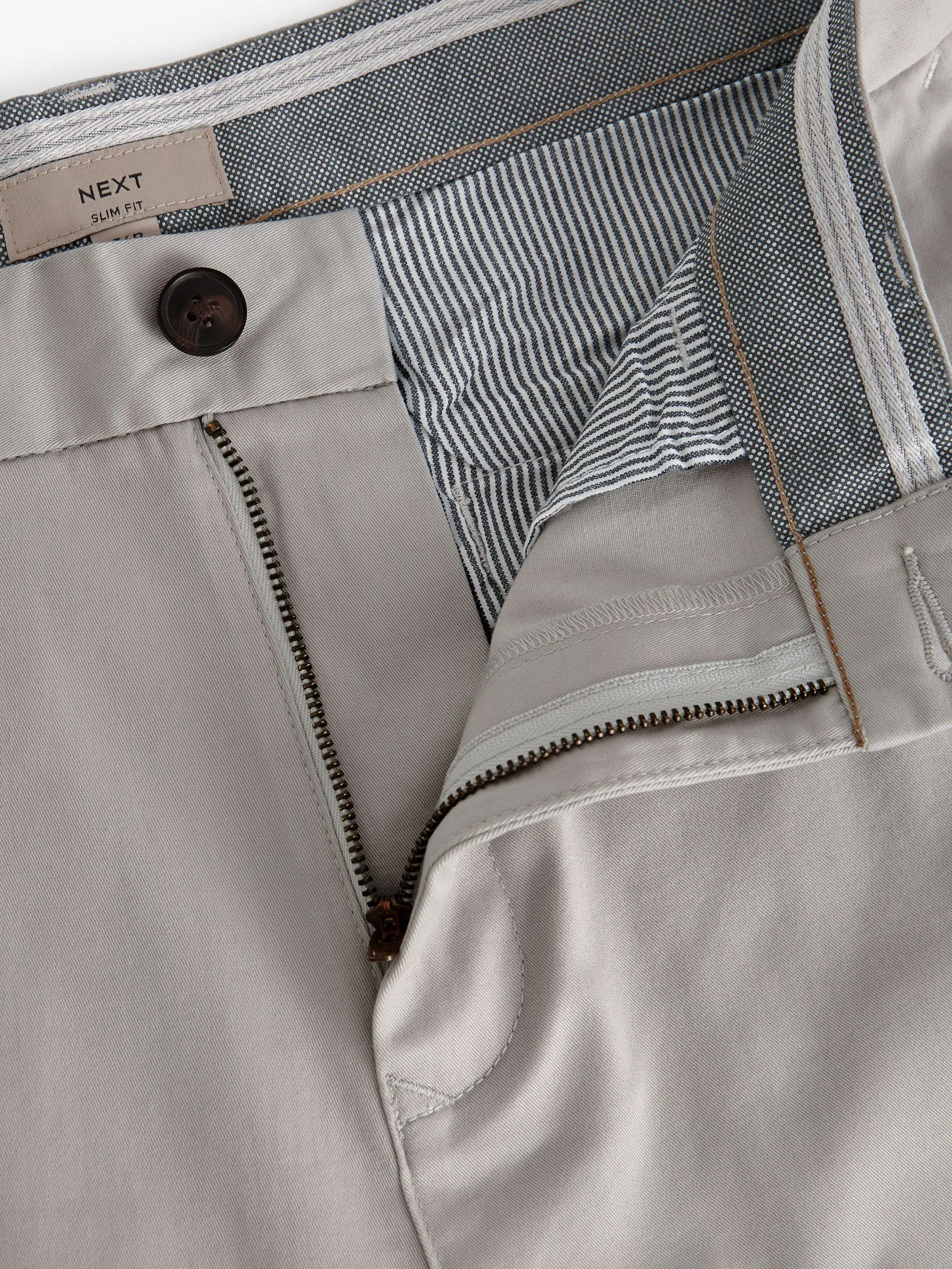 Lichtgrijs - Slim Fit - Chinoshort met stretch