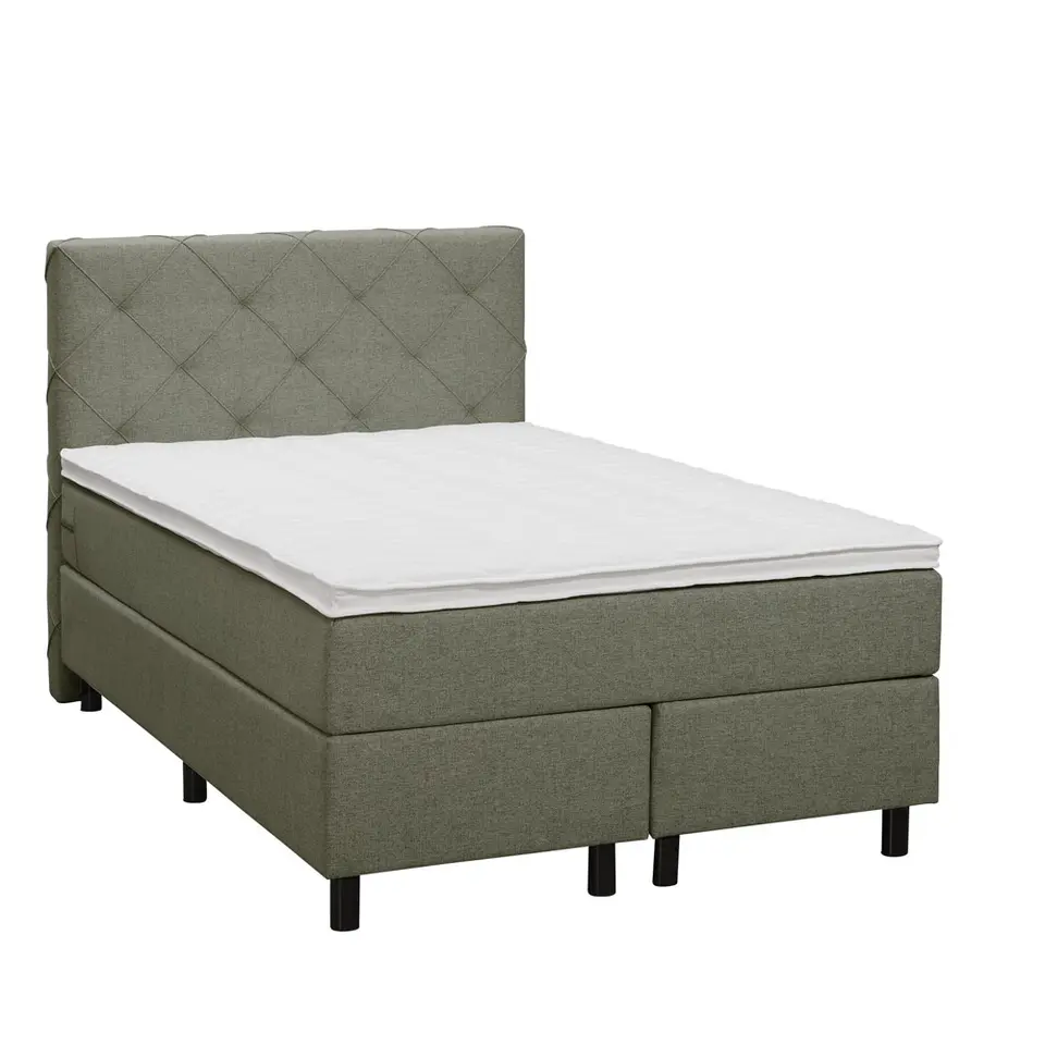 Boxspring Liv geruit - groen - 120x200 cm - ronde poot