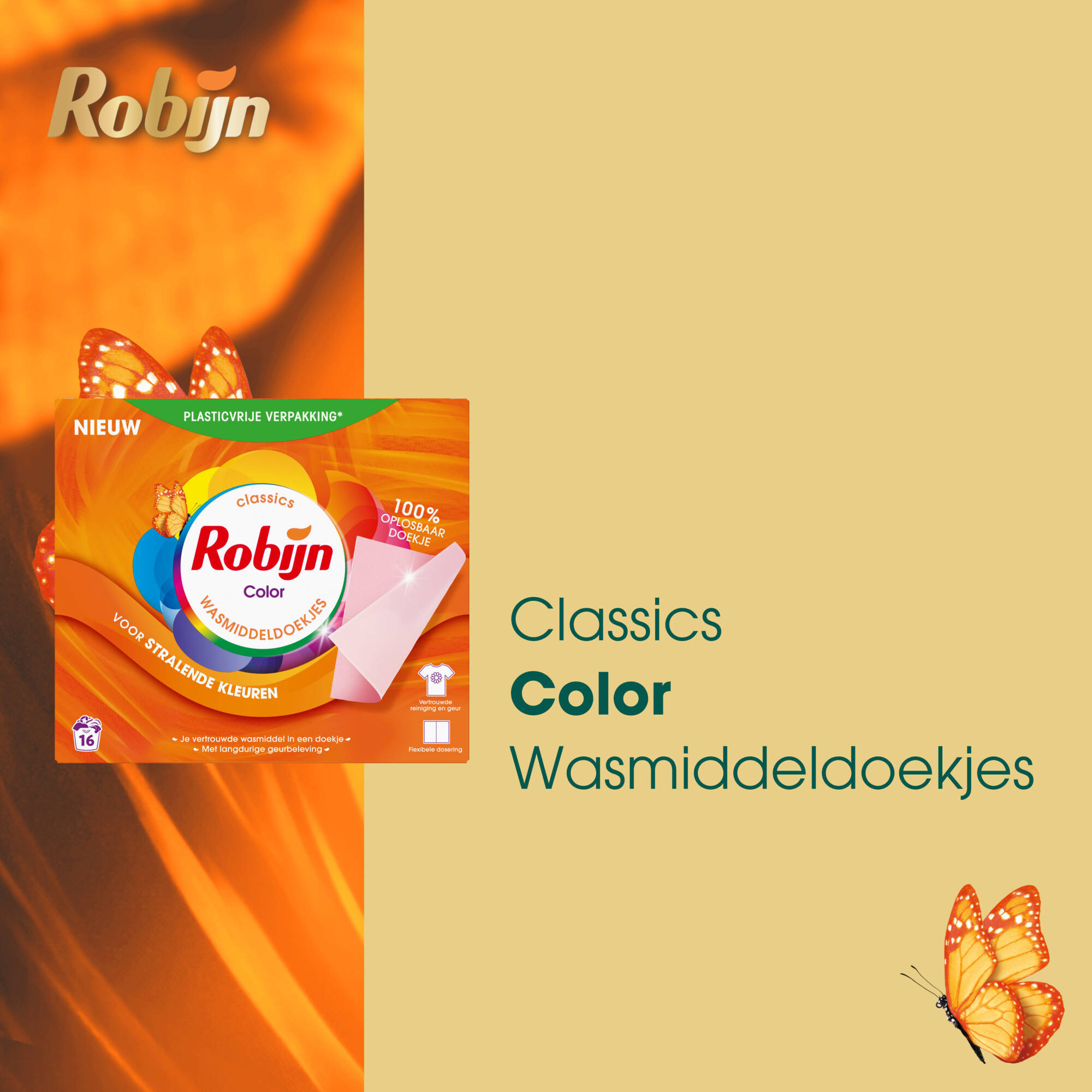 Robijn wasmiddeldoekjes Color - 4 x 16 wasstrips - 64 wasbeurten