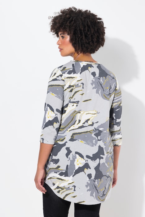 T-Shirt, A-Linie, Camouflage, Glitzer-Smiley