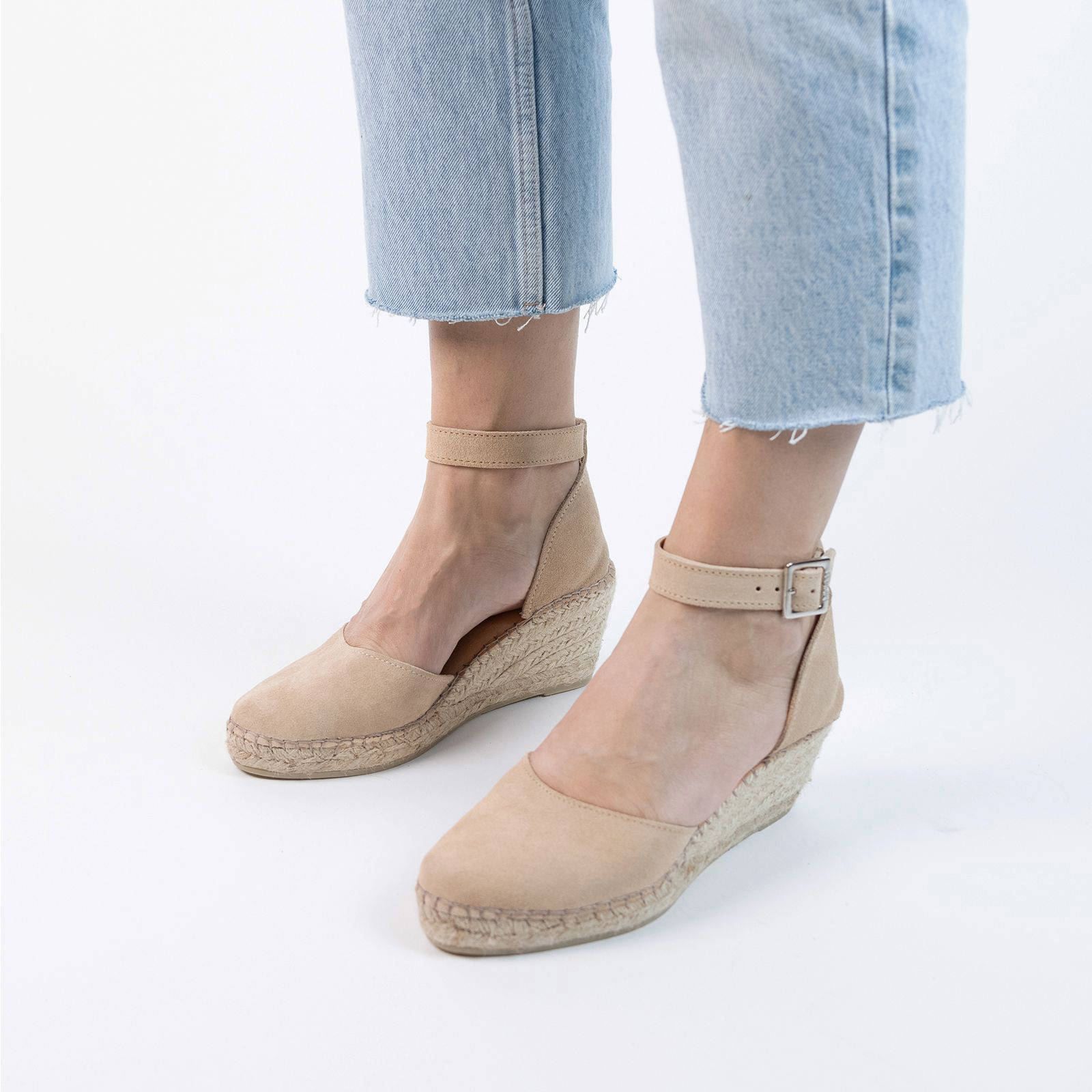 Manfield suède espadrilles beige