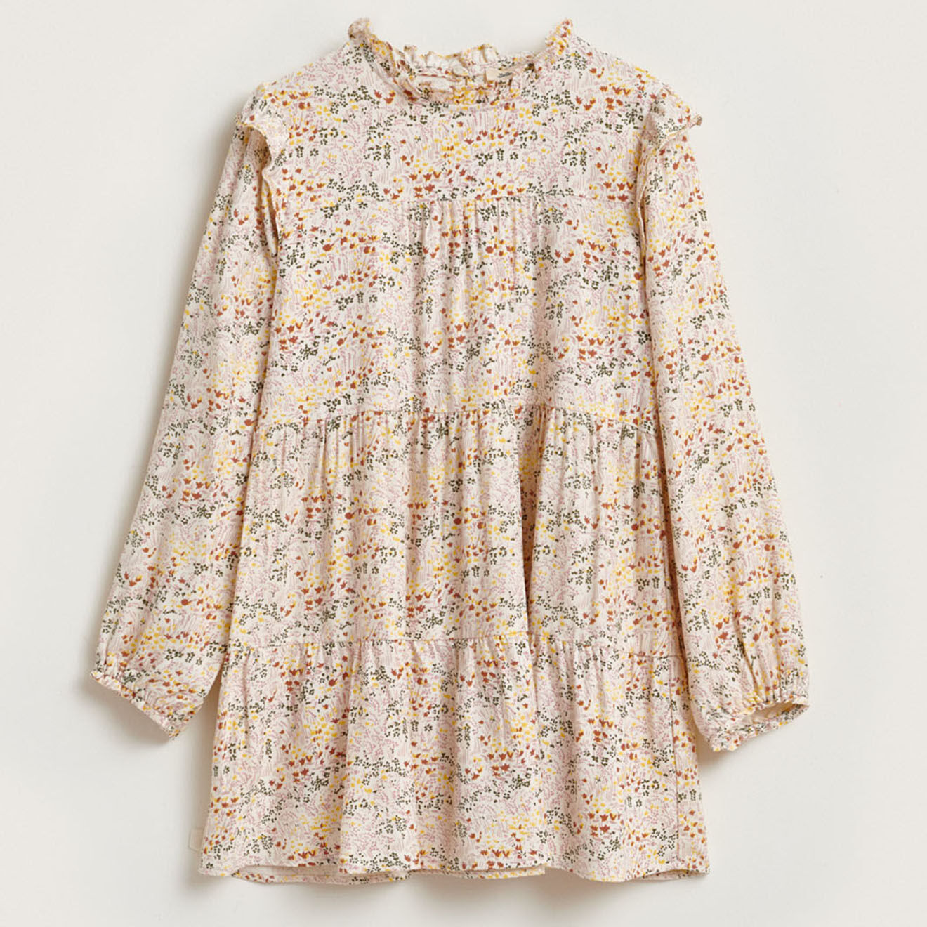 Bellerose Robe Pebbles à volants à fleurs beige