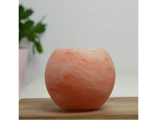 ZEN AROME - Lampe à poser Bougeoir en cristal de sel himalaya sphère 900g