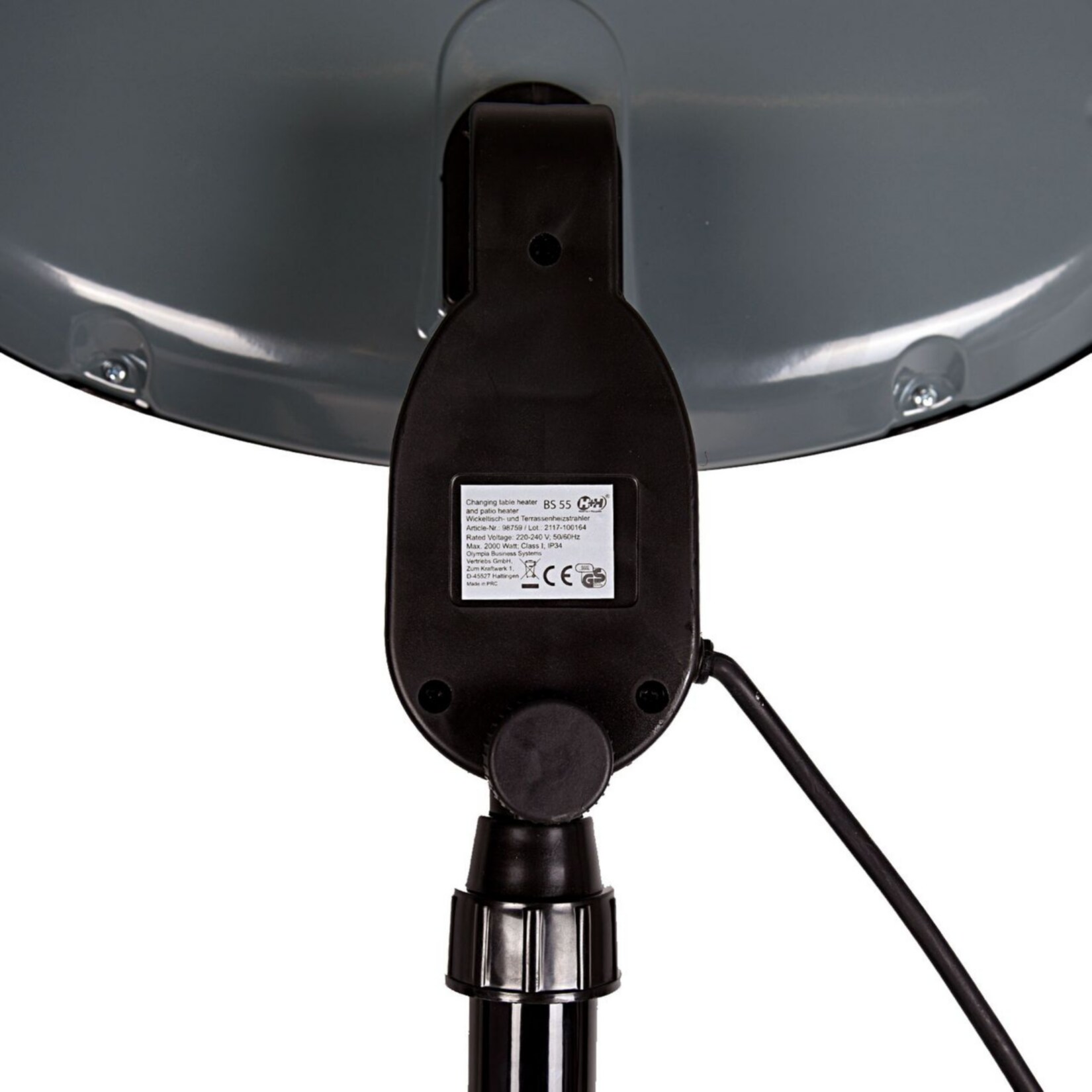 H+H BS 55 Stand-Heizstrahler mit drei Heizstäben, 2000 W