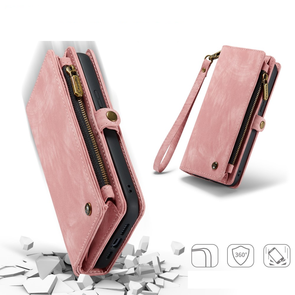 iPhone 16 Pro Max 2in1 Leder Tasche   Magnet Hardcase Karten Etui - Rosa
