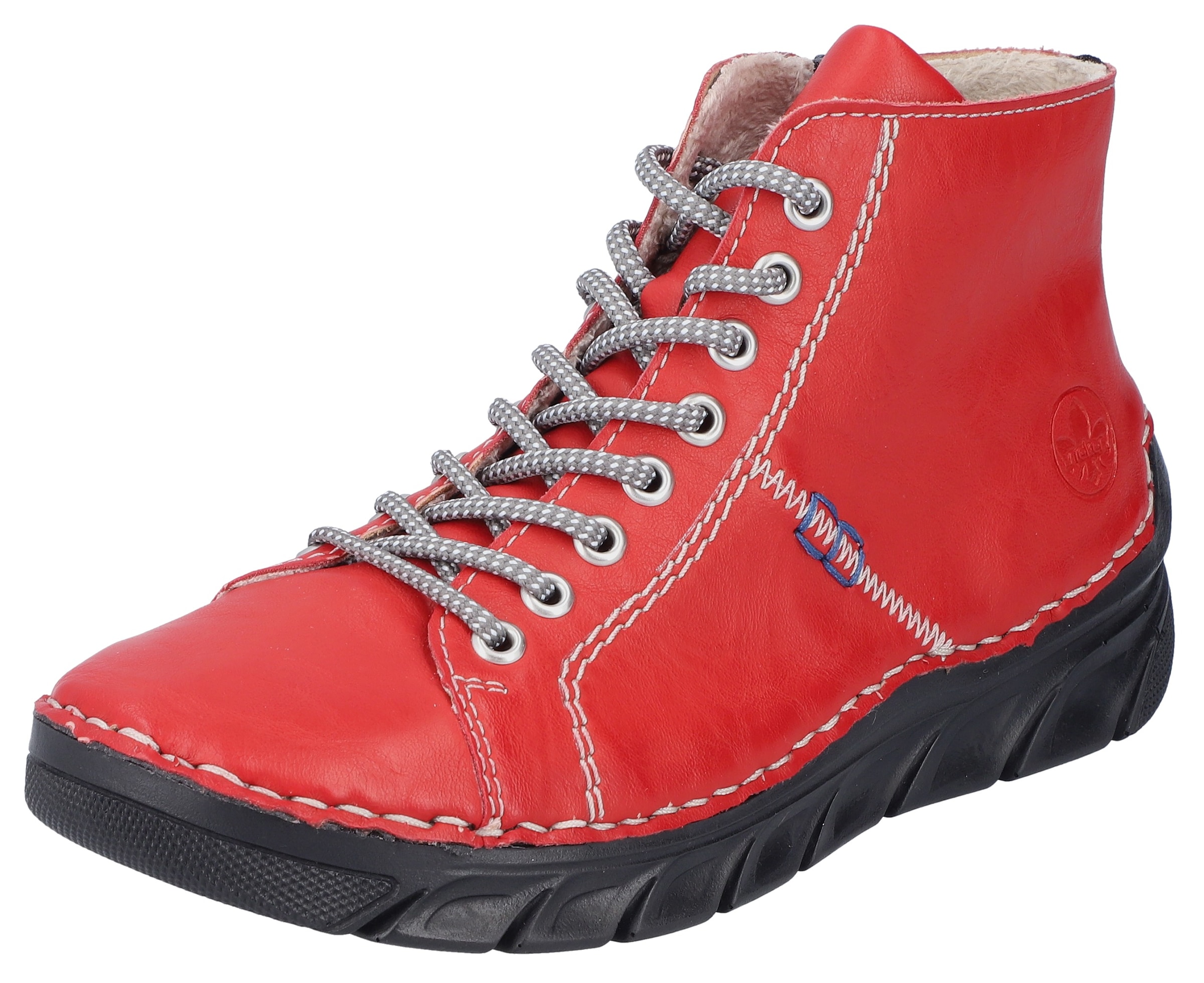 Rieker Schnürboots  , Schnürstiefelette, High Top Sneaker, Schnürschuh mit Kontrastnaht