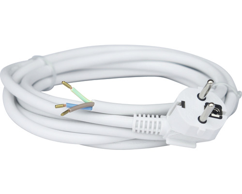 m H05VV-F3x1,5 mm² witte aansluitkabel met contourstekker voor gebruik binnenshuis