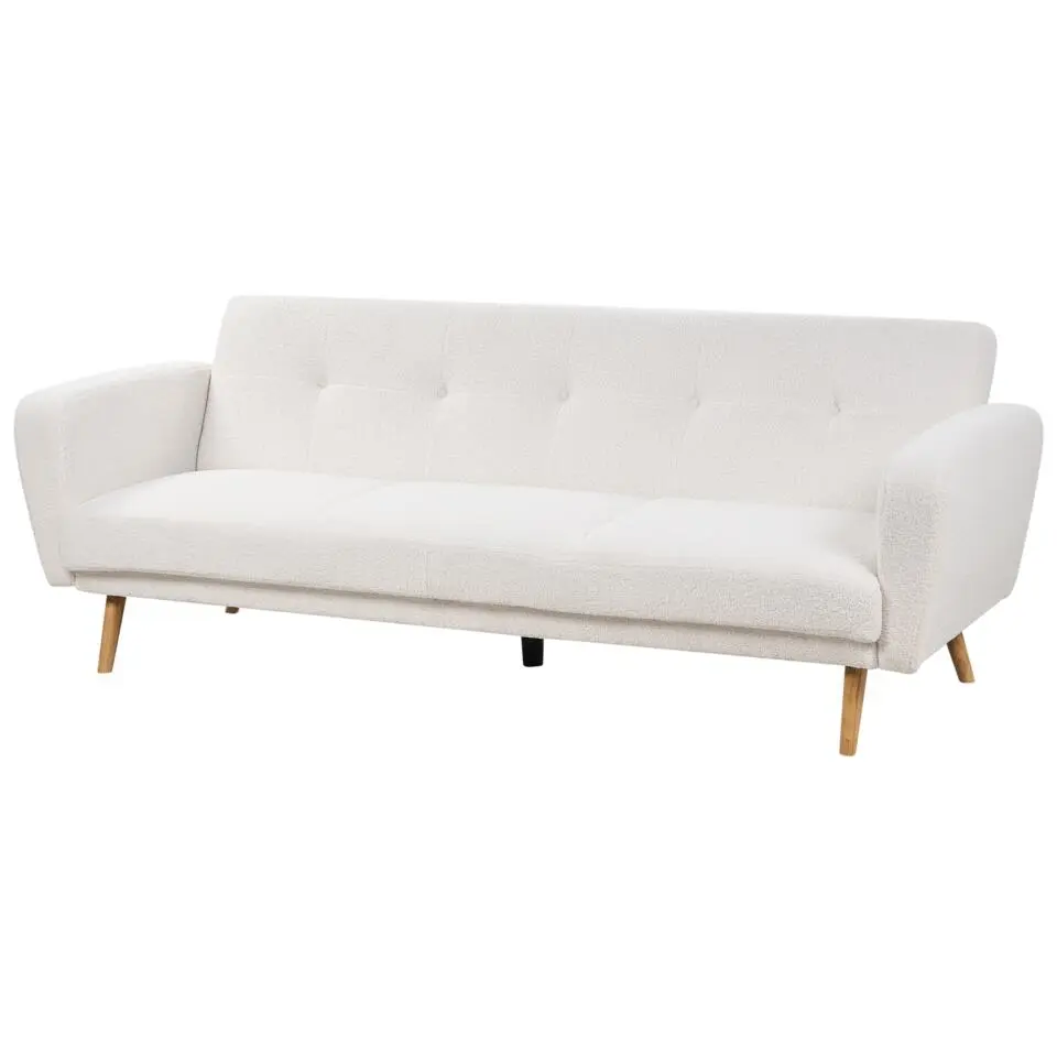 FLORLI - Slaapbank 3-zits - Wit - Bouclé