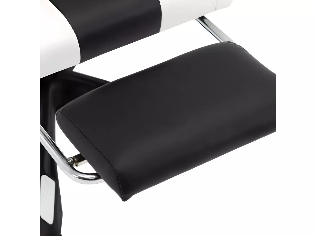 Fauteuil de jeux vidéo et repose-pied Blanc et noir Similicuir