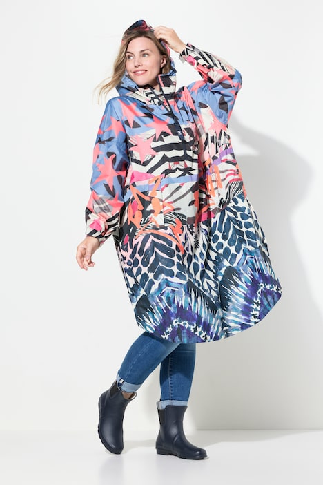 Funktions-Regencape, Unisex, Print, Kapuze