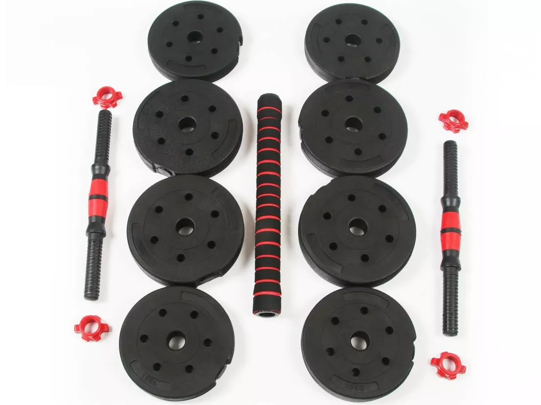 Paire de 2 Haltères Réglables 15 kg 2 en 1 Keboo Serie 300 4 Disques 2 kg et 4 Disques 1,5 kg