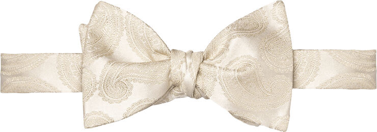 ETON Beige Solid Silk Bow Tie - Self Tied Lysebrun
