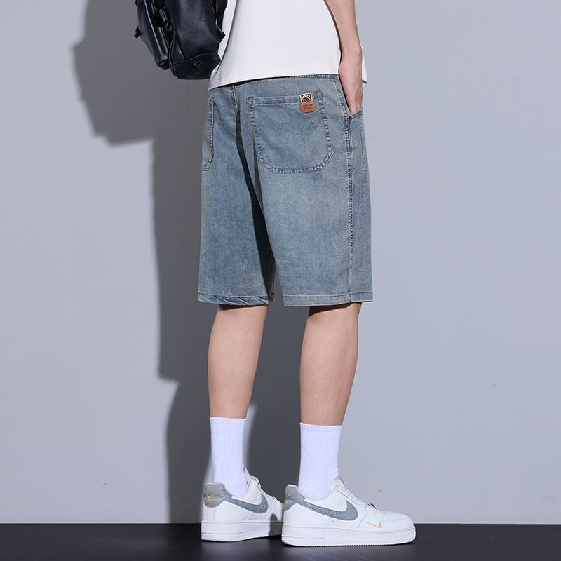 Denimic - Bermudashorts met gewassen denim en gemiddelde taille