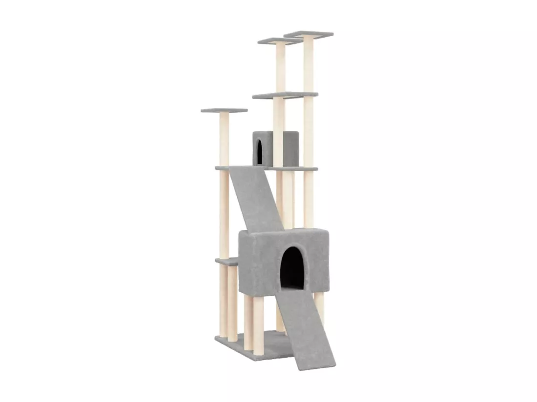 Arbre à chat avec griffoirs en sisal Gris clair 190 cm