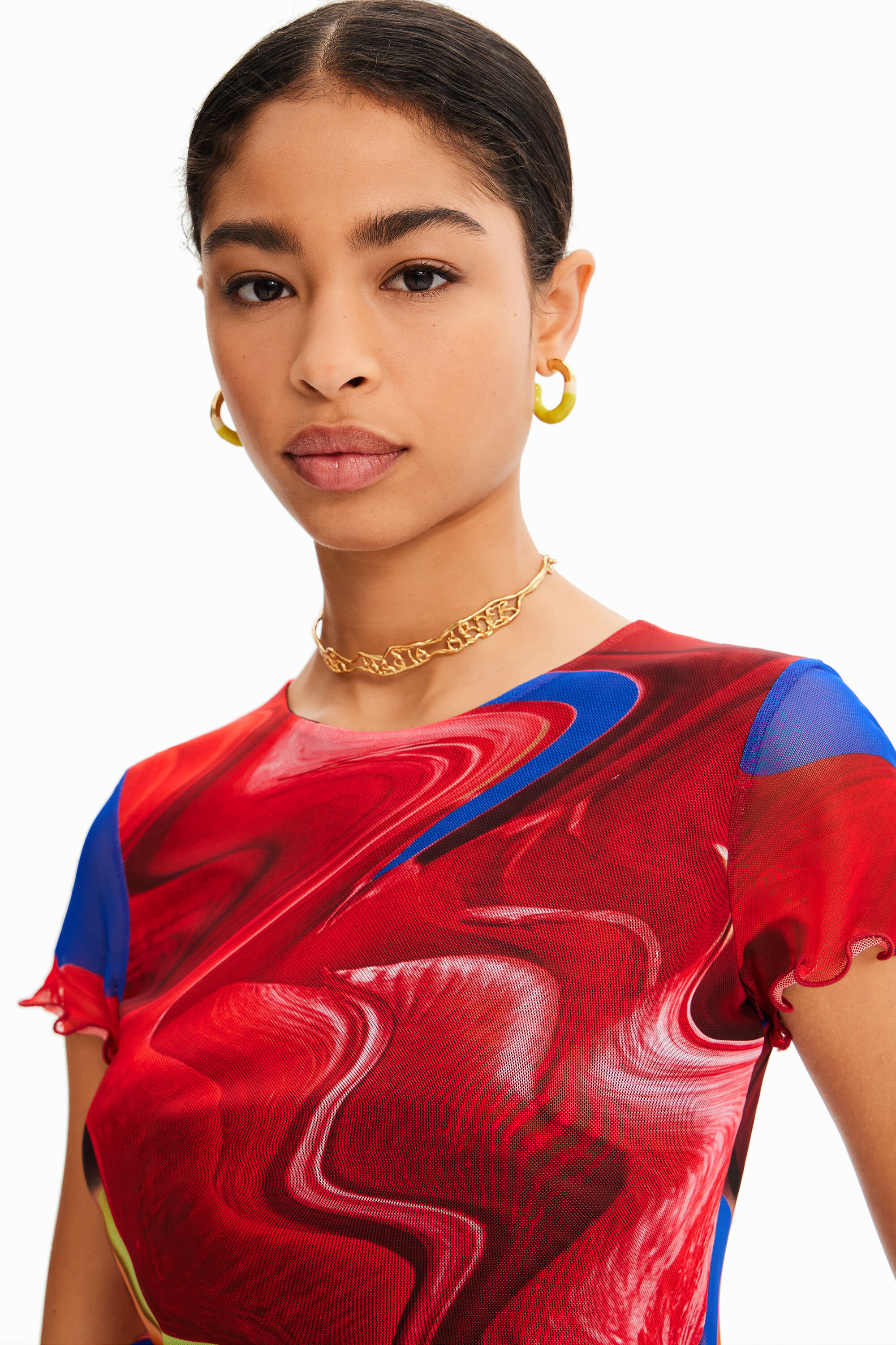 T-shirt court marbré tulle