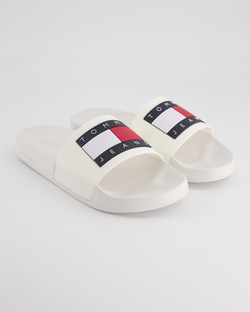 Tommy Hilfiger Jeans Flag Pool Slide Pantoletten in Weiß