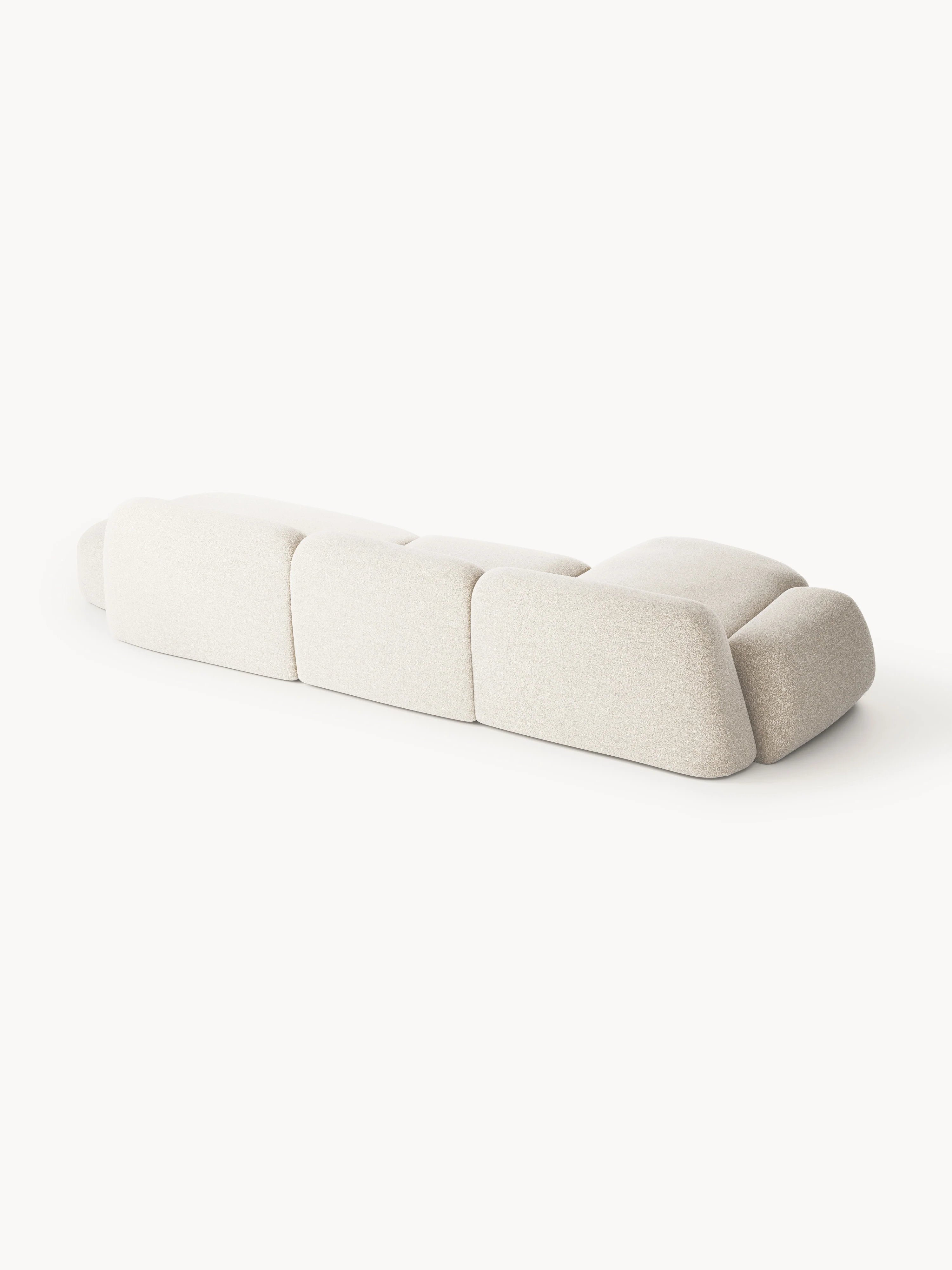 Modulaire bouclé hoekbank Wolke (4-zits) met chaise longue