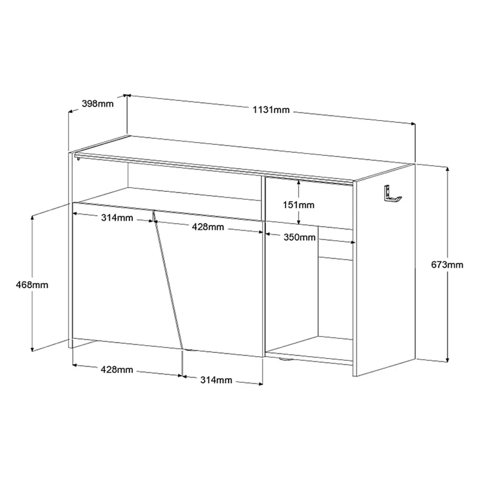 TV-dressoir Levi - zwart - 67x113x40 cm