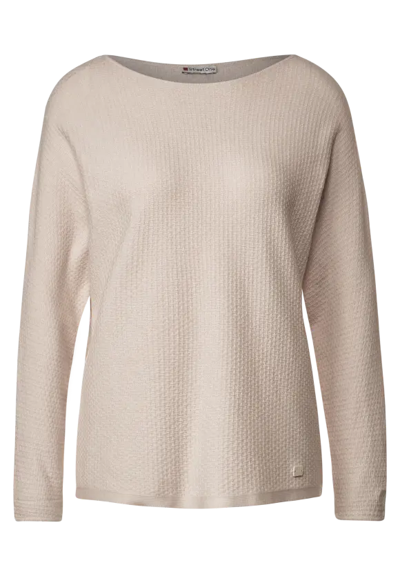 Struktur Strickpullover - whisper cream melange