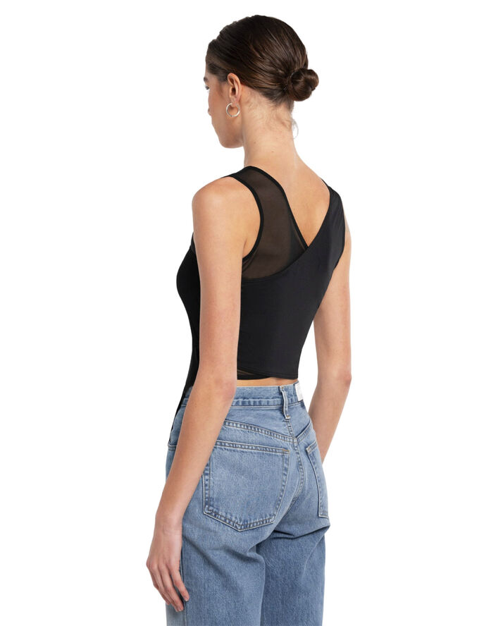 OW Collection Domino Chiffon Top Black caviar