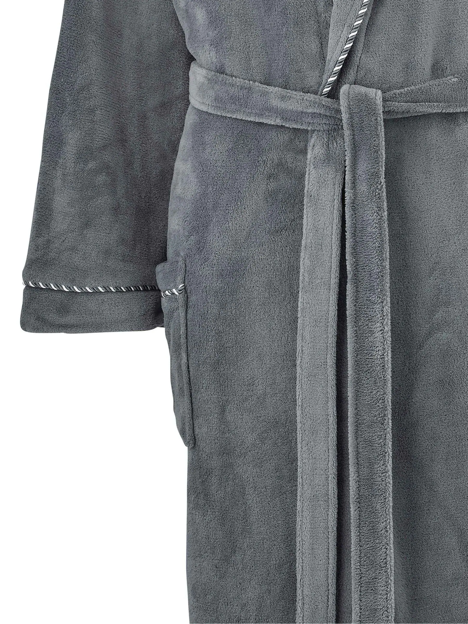 Savile Row Company Grey Lightweight Soft Fleece Rope Edge Dressing Gown