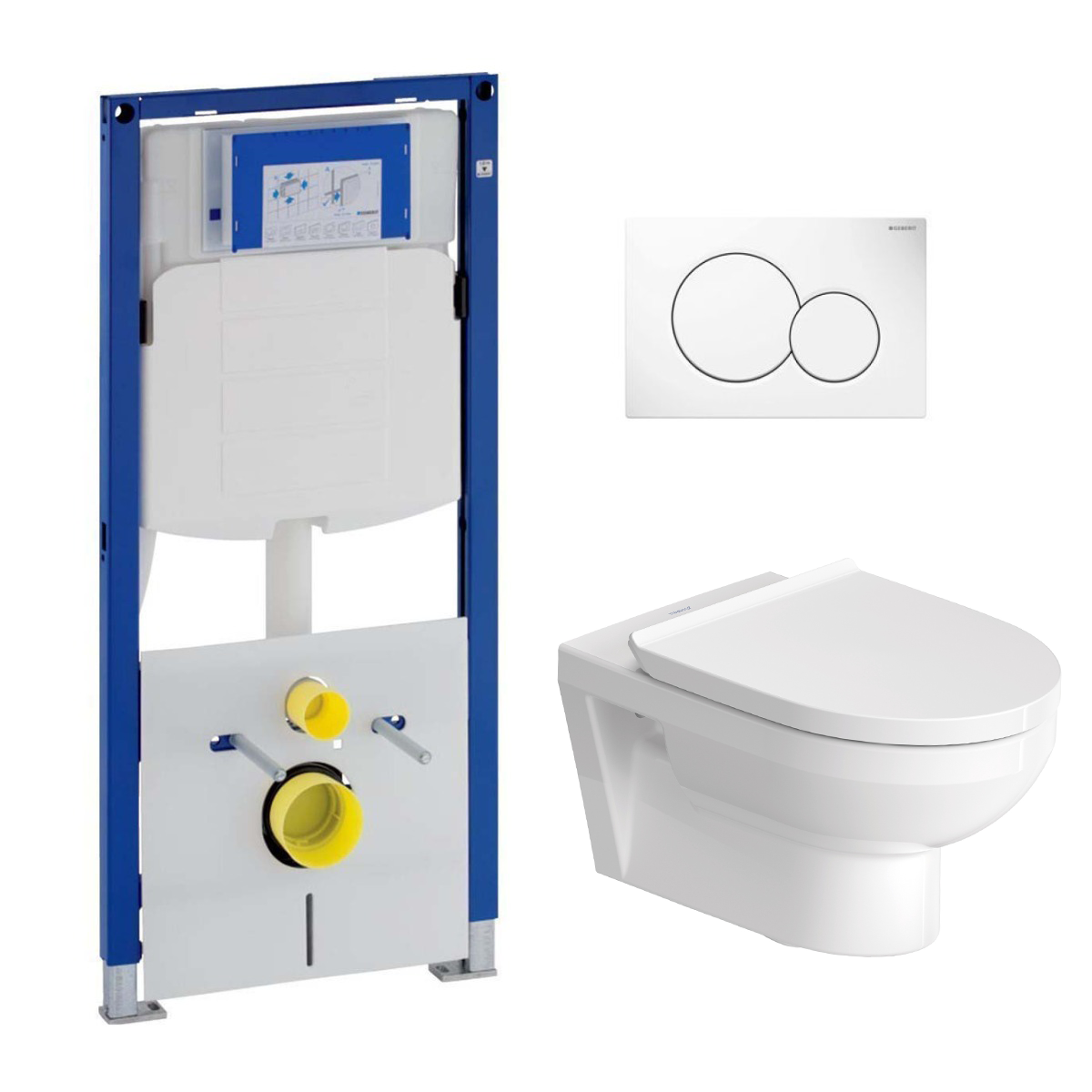 Geberit UP320 toiletset met Duravit No. 1 randloos toilet wit glans en softclose zitting