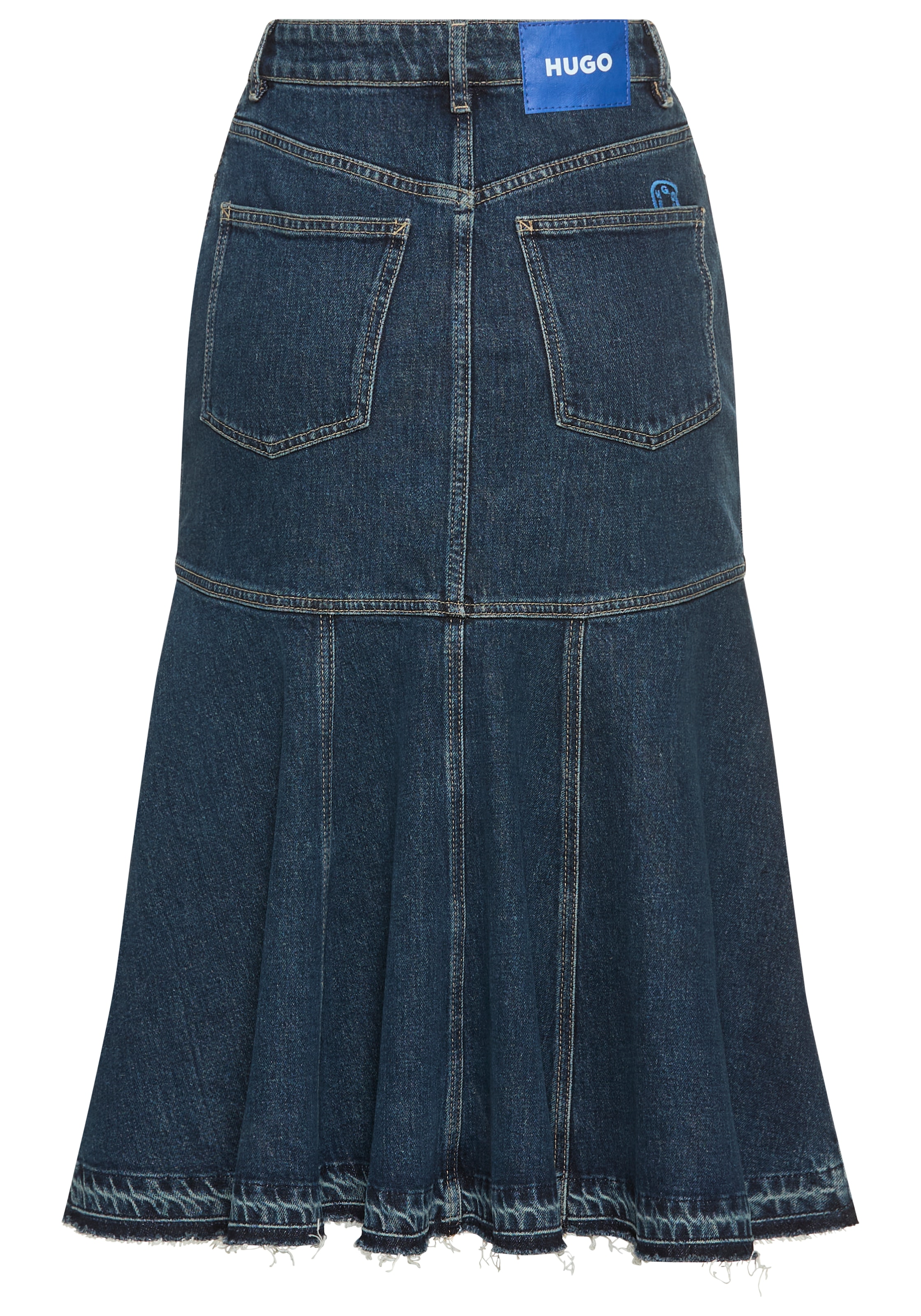 HUGO Blue Jeansrock »Gidya« Mid Rise, mit Volants und Schlitz