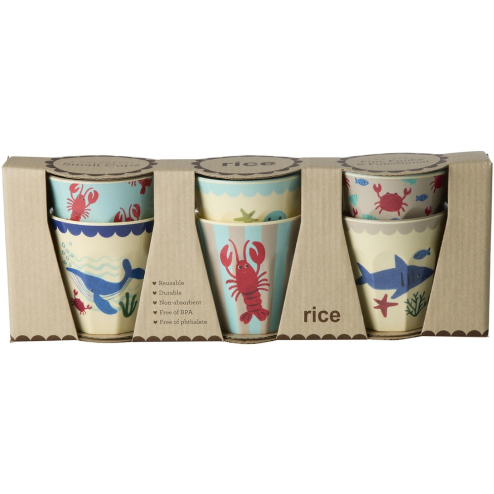 Køb Rice Blue Ocean Print Melamine Kopper Small 6 Pak 160 Ml