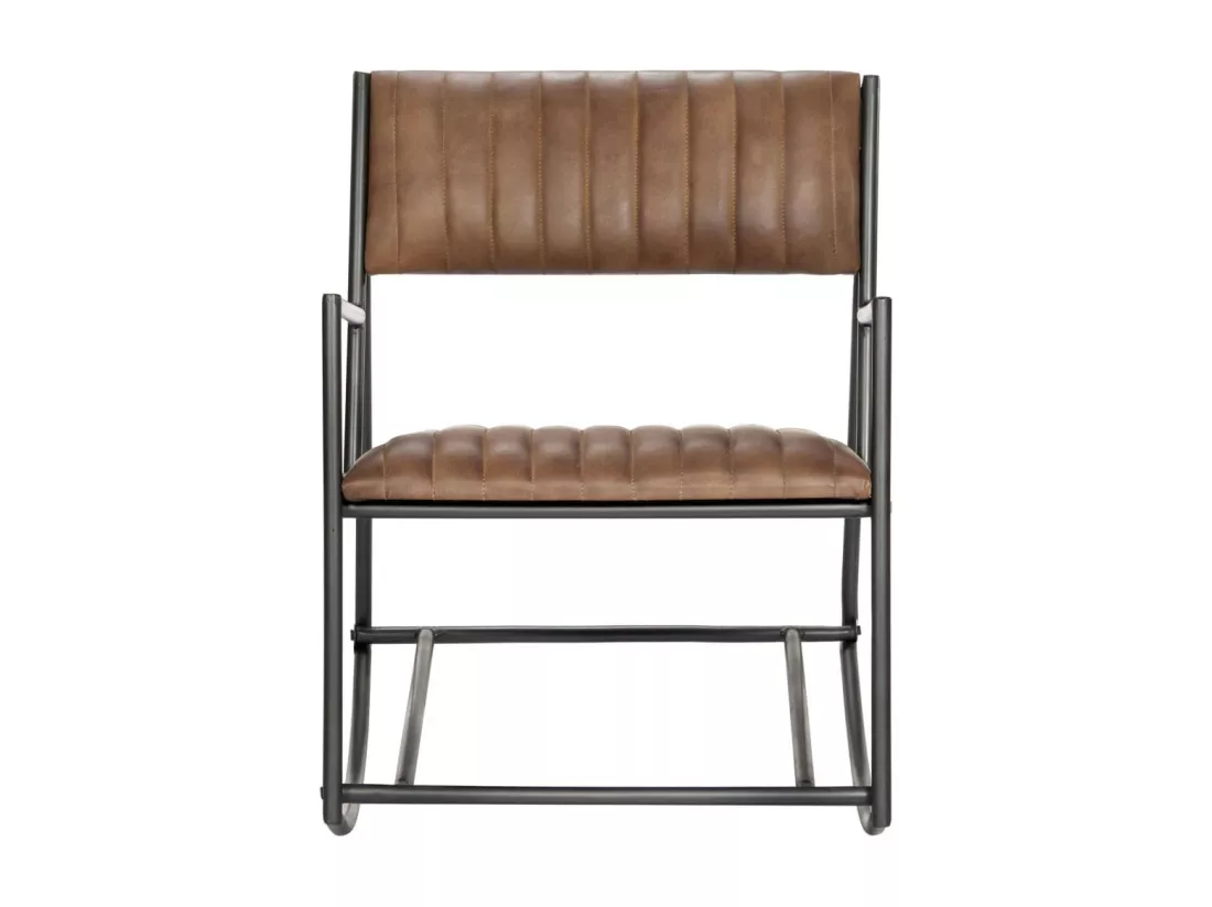 Chaise à bascule Marron clair Cuir véritable