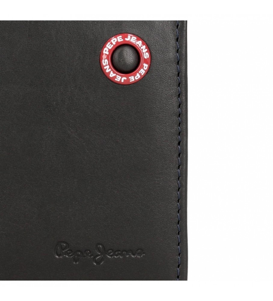 Carteira de couro marrom com emblema da Pepe Jeans - 11x8x1cm -
