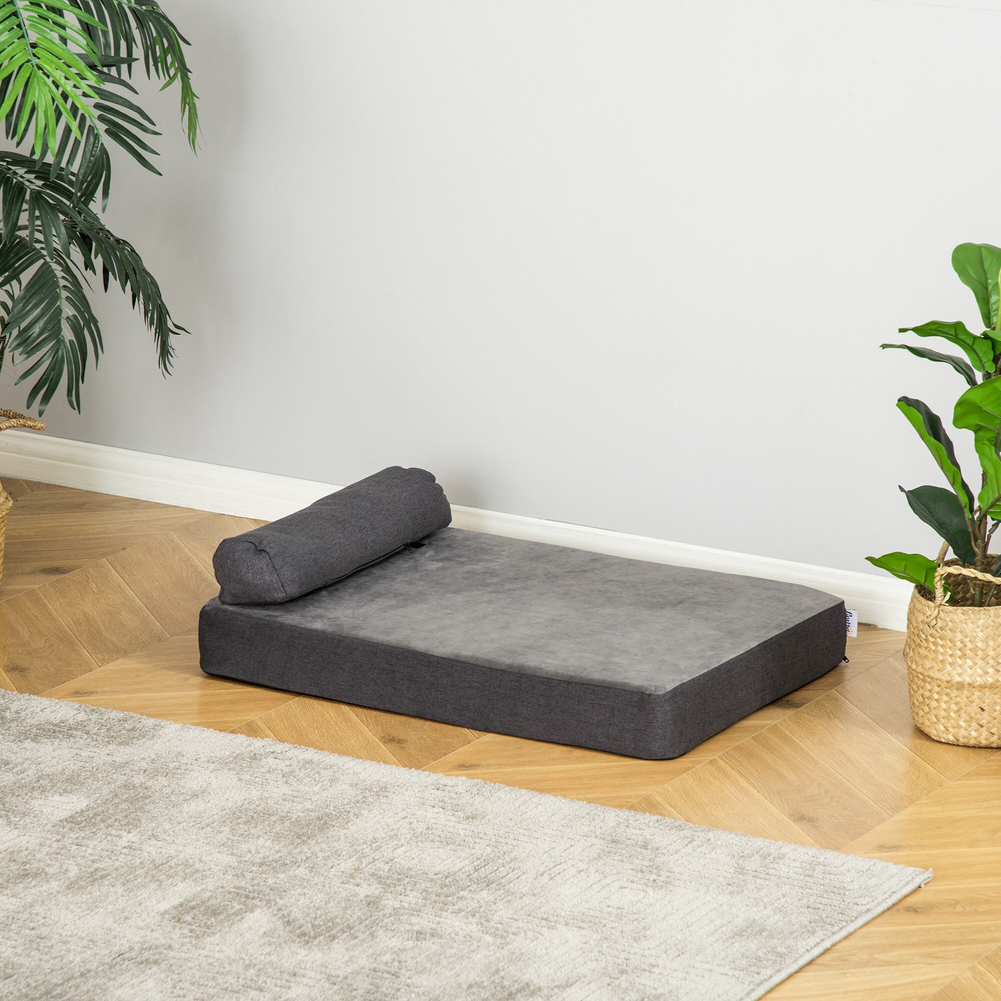 PawHut Hundebett mit abnehbarem Bezug grau 60L x 55B x 20H cm