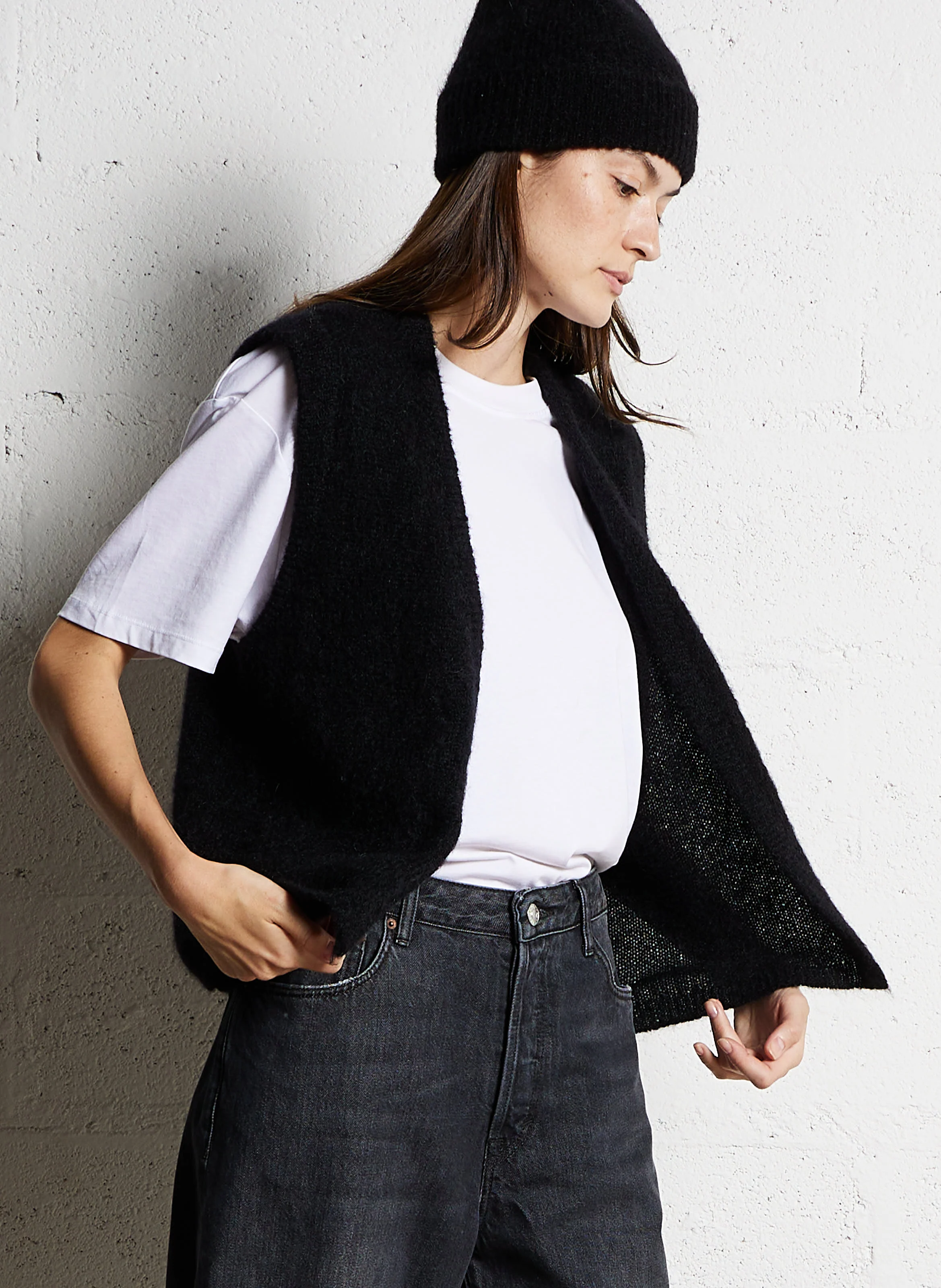 BUNNY - Gilet en laine mélangée | Noir
