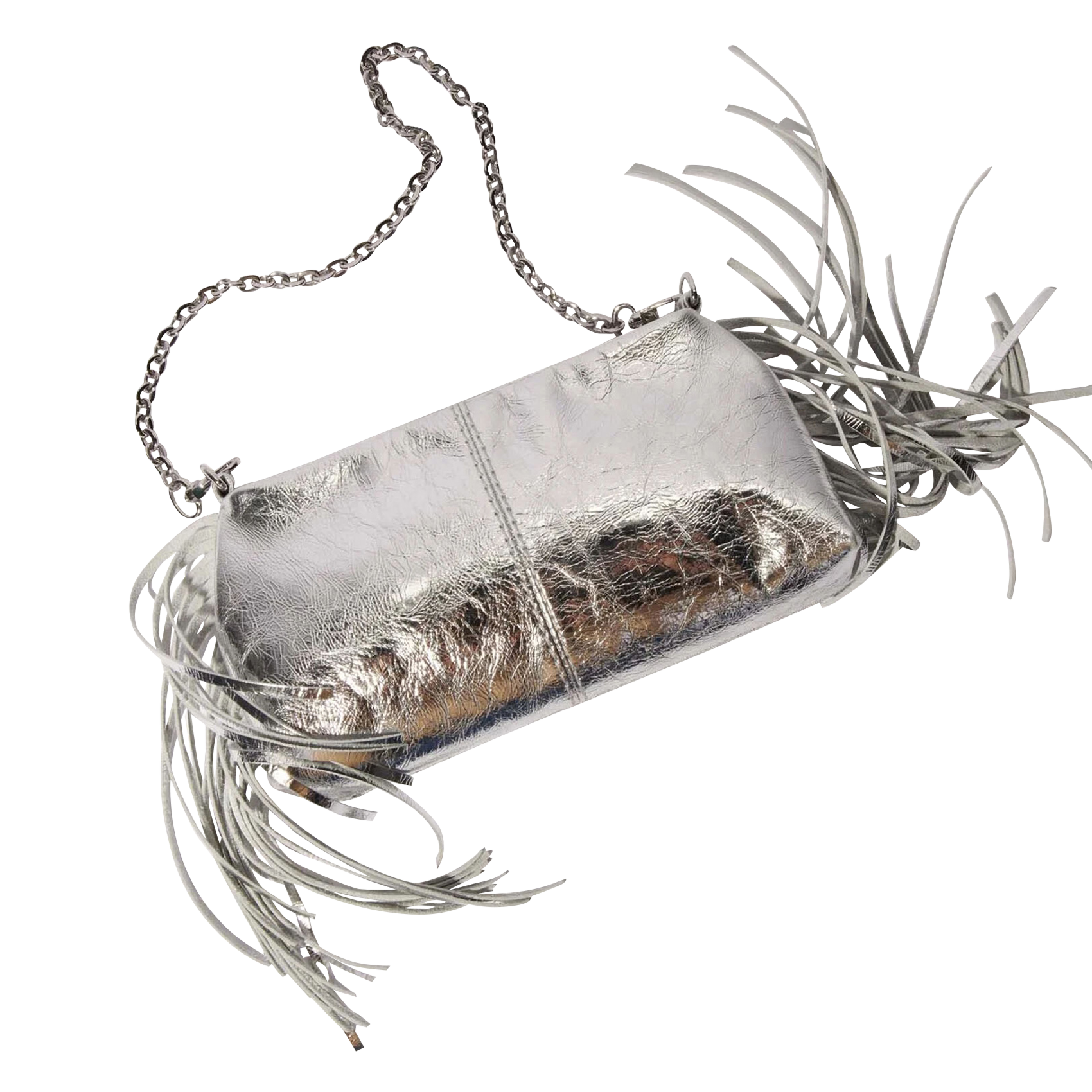 MISS M POUCH - Sac pochette en cuir métallisé| Argent