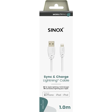 Sinox Pro USB-A til lightning kabel - hvid